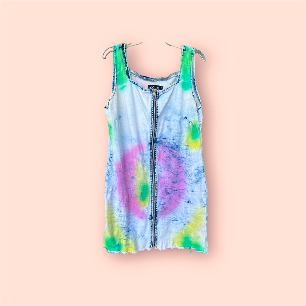 Tie dye spandex denim dress
